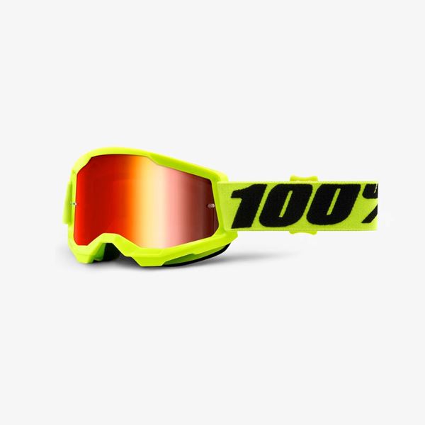 Picture of 100% Strata 2® Kids' Goggles Fluo Yellow - Red Mirror Lens