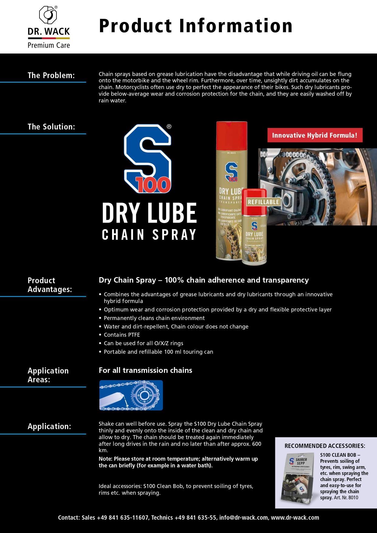 S100 Dry Lube Chain Spray Fowlers Online Shop