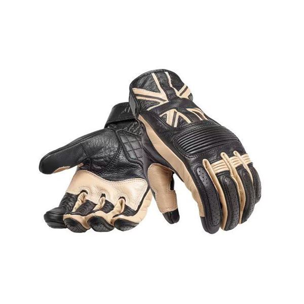 Picture of Triumph Flag Leather Gloves - Black / Bone